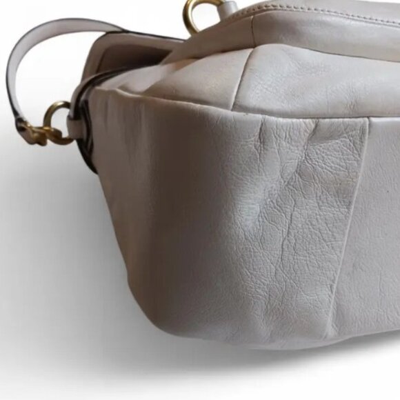 Coach Campbell Eva Flap Satchel White Leather Tote - Picture 4 of 12